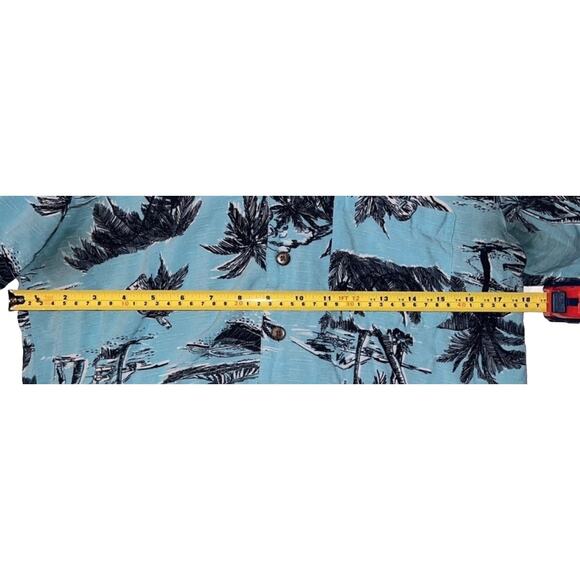 Hawaiian Shirt Small Ocean Breeze Blue Palm Trees Short Sleeve Button Front - Picture 5 of 8